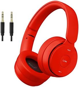 RexDigi Casque sans Fil Bluetooth on-Ear, Hi-FI Stéréo Casque Pliable Filaire/sans Fil/TF, Casque léger pour Voyage/Adulte/Enfants/Adolescent, 25 Heures de Lecture (Rouge) (Red)