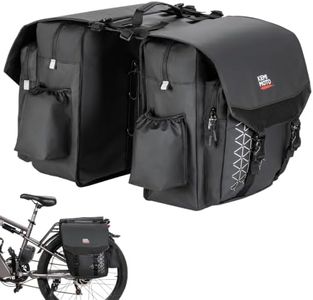 KEMIMOTO Bike Panniers 30L, Flip-Top & Zip Closure Bicycle Saddle Bag Storage with PVC Material & Waterproof Rain Cover, Rear Ebike Saddlebag Accessories for Grocery, Commuting, Travel