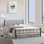 ANISHWAR London Wrought Iron Metal King Size Bed | Metal Double Bed with Headboard | Bed for Bedroom | Iron Black | DIY (Do It Yourself), Painted
