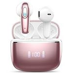 Wireless Headphone, Wireless Earbuds Bluetooth 5.3 Earbuds with 14.2mm Drivers Stereo, 40Hrs Bluetooth Earphones, 4 ENC Noise Cancelling Mics, Mini LED Ear buds, USB-C/Clear Call/IP7 Waterproof, Rose