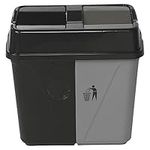 URBNLIVING 40L Duo Kitchen Bin Waste Garbage Can 2 Compartments With Bas Connectors (Black/Grey)