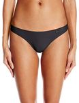 Body Glove Women's Smoothies Brazilian Coverage Thong Swimsuit Bikini Bottom, Black, M