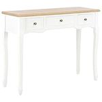 vidaXL Dressing Console Table With Three Drawers - Compact Design - Perfect for Living Room, Dining Room, Hallway - MDF and Pinewood Construction - White and Brown