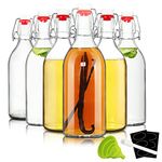 YEBODA 16oz Swing Top Bottles -Glass Beer Bottle with Airtight Rubber Seal Flip Caps for Home Brewing Kombucha,Beverages,Oil,Vinegar,Water,Soda,Kefir (6 Pack) (16 Oz- Set 6 (New))