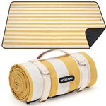 Outdoor Picnic Blankets Waterproof Large, Sandproof Backing Portable for Family, Friends, Kids, Picnic Mat Machine Washable for Camping Party, Grass, Beach Park, Playground(Butter Yellow)