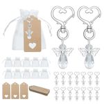 Aotoer 50Pcs Angel Favor Keychain Souvenir Wedding Gifts Baby Shower Guest Return Favors with Thank You Tag Drawstring Candy Bag for Baby Shower, Bridal Shower, Wedding Charm, Party Favors