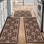 LTKOUGFAM Kitchen Rug (Brown, 19.7" x 59" + 19.7" x 47.2" + 19.7" x 31.5")