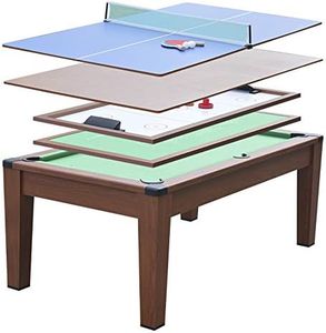 DE VES SPORT Table Multi Jeux 5 en 1-195x109x79 cm - Ping-Pong, Billard, Airhockey, Poker - Table à Manger
