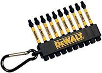 DEWALT FlexTorq Impact Driver Bit Set Carabiner - Square/Roberston - 2'' - 10 Bits (DWA2SQ2IRCARC)