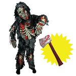 Spooktacular Creations Zombie Deluxe Costume, Scary Halloween Zombie Costume for Boys, Monsters Costume with Toy Axe-S(5-7yr)