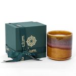 Llum Mahogany Teakwood Scented Candle | Organic Soy Wax 40 hr Home Fragrance, Aromatherapy, Gift Set | Premium Perfume Grade Scents |Handmade Ceramic Votive Jar Aroma Candles | 200g, Pack of 1 |