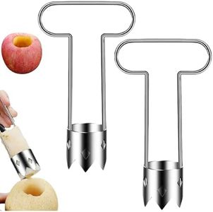 Red Bell Pepper Seed Corer, T Shaped Vegetable and Fruit Corer Stainless Steel Tomato Apple Seed Remover Tool Practical Kitchen Gadget for Removing Fruit & Vegetable Cores (Style B, 2pcs)