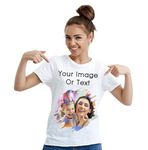 Customized Print Round Neck T-Shirt, Personalized-Customized Gifts for Women, Customized Printed Photo Text Half Sleeve T-Shirts for Girls, Boys, Women, Men, kids, Valentine's day gift (S, white)