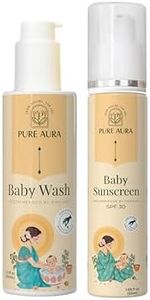 Pure Aura Baby Sun Safe Duo – Doctor Recommended Ayurvedic Sunscreen SPF 30 & Tear-Free Baby Wash Combo for Newborns & Sensitive Skin