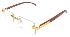 RSINC Rimless Wood Frame/Eyeglass/Spectacle, Optical, for Men and Women, Modern, Unisex, Business, Collage, Fashion, School, Ladies, Sports, Golden Brown-Cart-4 A2