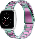 Wearlizer Stainless Steel Bands Compatible for Fitbit Versa/Versa 2/Lite/SE - Ultra-Thin Lightweight Replacement for Men and Women