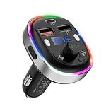 ORIA Bluetooth 5.3 FM Transmitter for Car, Type-C PD & QC 3.0 Fast Car Charger, Wireless FM Radio Adapter Car Kit with Hands-free Call, Siri Google Assistant, Music Playing Support Bluetooth & U Disk