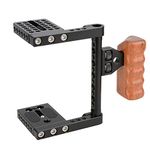 CAMVATE DSLR Video Camera Cage Stabilizer Rig with Wooden Handle for Canon Nikon Sony