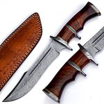 Nooraki 13" - Handmade Damascus Steel Fixed Blade Hunting Knife with Leather Sheath, Multipurpose Knife with Rosewood Handle for Everyday Carry, Outdoor Camping & Hunting Gift (RoseWood-1)