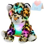 BSTAOFY 10’’ Light up Cheetah Plush LED Leopard Stuffed Animals Night Light Companion Bedtime Jungle Toys Glow Afraid of Dark, Valentines Birthday for Toddler Kids Boys