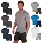 Light & Shade LSSET032 Men's Crew Neck T-shirt and Short Pyjama Set, Grey, XL