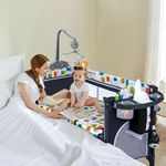 PEARLOVE 5-in-1 Pack and Play, Portable Baby Bassinet Bedside Crib with Mattress, Diaper Changing Table, Playard and Music Box, Bedside Sleeper from Newborn to Toddles
