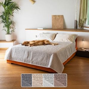PAULATO BY GA.I.CO. Waterproof Blanket for Bed – King Absorbent Couch Cover – Machine Washable Stain-Resistant Pad for Large Sofa – Pets Cat & Dog Friendly Furniture Protector - Light Grey