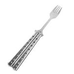 1pc 9inch Folding Fork Silver-Finished -Open Styled for Travel Camping