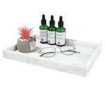 MIVIDE 25x15CM Marble Stone Serving Tray, Bathroom Vanity Tray, Perfume Holder Jewlery Dish, White Marble Vanity Tray Cosmetic Tray