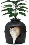 Bundle & Bliss Secret Litter Box Hidden Litter Box Enclosure with Odor Control Carbon Filter, Faux Plant and Real Stones, Perfect for Large Cats