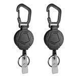 YAKESD 2 Pack Heavy Duty Retractable Badge Holder Reel, ID Badge Holder with 27.5 Inches Steel Wire Rope, Keychains with Carabiner Clip for Men Women