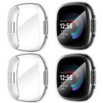 [ 4 Pack ] Suoman for Fitbit Sense 2 /Versa 4 Screen Protector Case,TPU Electroplate Full Around Protective Case Cover for Fitbit Sense 2/Versa 4 Smartwatch (Clear + Clear + Clear + Clear)