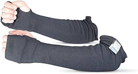 Kevlar Sleeves- Heat, Scratch & Cut Resistant Protective Arm Sleeve with Thumb Hole- Arms Safety Sleeves- Long Arm Guard Protector for Work- Bite Proof- 18 Inches, Black, 1 Pair