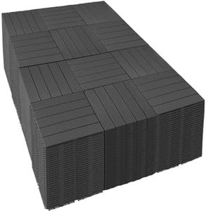 PrimeZone 432 PCS Plastic Interlocking Patio Deck Tiles - 12" x 12" Anti-Slip Waterproof Outdoor Flooring Decor, Floor Decking for Balcony, Backyard, Garden & Poolside, All Weather Use, Dark Grey