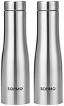 Amazon Brand - Solimo Curved Stainless Steel Water Bottle, Set of 2, 1 L Each