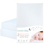 Crib Sheets 50x90cm Fully Fitted and 100% Organic Cotton Completely Natural Crib Sheets White color Set of 2 Ultra-soft and Comfortable for Your Baby 50 x 90 cm size