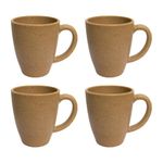 Irida Naturals Rice Husk Unbreakable Coffee Mug Set of 4-300 ml | Reusable, Dishwasher, Freezer & Microwave Safe Mugs | Eco-Friendly Bamboo Fiber Milk and Tea Mug for Kids and Adults (Soft Beige)