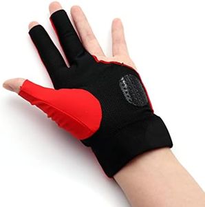 CUESOUL Professional Billiard Gloves Red-Wear on Left Hand Size XL