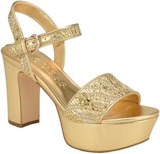 Guess Women's Haldem Sandal, Natural/Gold 710, 7.5