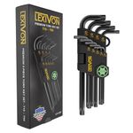 LEXIVON Torx Wrench Set, 9-Piece Premium Star Keys, L-Shaped Long Arm Design, Sizes T10 to T50, Industrial-Grade S2 Alloy Steel (LX-130T)