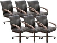 Chromcraft Set of 6 Rolling Chairs, PU Leather Chairs Rolling Chairs on Wheels for Kitchen(Ivanhoe NPL Bison)