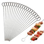 BBQ Metal Skewers Stainless Steel 20 PCS 7.87"/20cm Food-Grade Kebab Skewers Turkey Lacers QQ CAT Reusable Skewers for Air Fryer, Metal Skewer for Oven Halloween Christmas Party Turkey