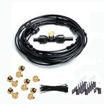 BeGrit Garden Misting Cooling System 9M Patio Pre-Assembled Misting Kit with 11 Brass Galvanized Mist Nozzles for Outdoor Greenhouse Trampoline