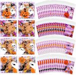 Halloween Treat Bags, 100PCS Self-sealing Halloween Candy Bags, Halloween Trick or Treat Bags Halloween Cellophane Treat Bags Bulk Halloween Decorations Halloween Goodie Bags Snack Bags for Candy (ghost)