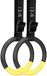 Teamaze Gymnastic Rings with 15 FT Adjustable Straps Non-Slip Gymnastics Rings Pull Up Workout Rings for Home Gym Exercise, Training (Yellow)