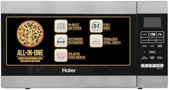 Haier 30L Convection Microwave Oven (HIL3001ARSB, Black) with In-Built Air Fryer | Motorized Rotisserie | Stainless-steel Cavity | 5 In 1 Microwave oven