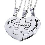 Stainless Steel Friendship Best Friends Forever Messages Puzzle Necklaces Sets of 3,with Chains Included