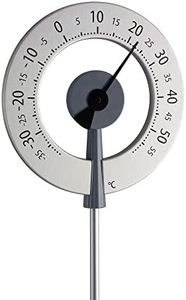 TFA Dostmann Thermomètre de Jardin analogique Lollipop, 12.2055.10, thermomètre Design, résistant aux intempéries, avec Grands Chiffres, Gris