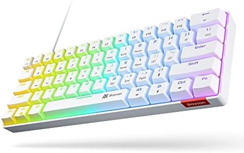 Mechanical Gaming Keyboard, Baytion 61 Keys Ultral Compact Wired Keyboard with Blue Switches and RGB Backlit for iOS, Android and Windows, White