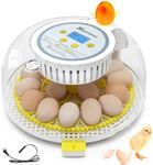 Sailnovo Egg Incubator 18 Eggs Incubator with Auto Egg-turning, Auto Humidity, and Temperature Control, 360 Degree View for Hatching Chicken Goose Pigeon Quail Duck(Yellow)